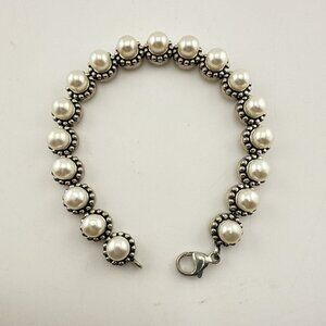 Honora Bracelet Pearl Tennis Sterling Silver White Pebbled 925 Freshwater
